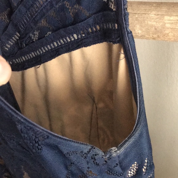 Navy Blue Lace Empire Waist Dress - Picture 5 of 6